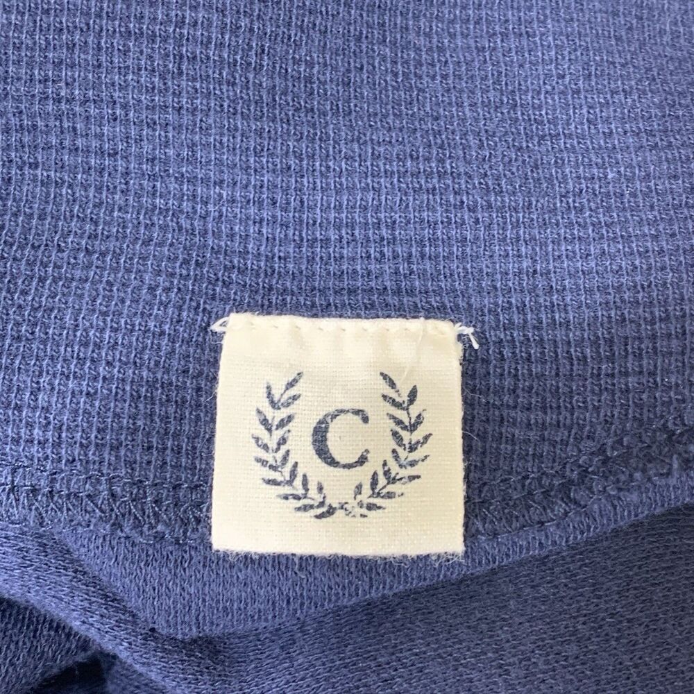 Chaps Henley Shirt Mens XL Navy Blue Long Sleeve Waffle Knit Cotton Thermal - Picture 6 of 6